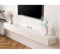 Meuble TV suspendu avec tiroirs et portes, meuble TV mural en bois massif, console multimédia avec trous de routeur et panneau arrière creux, étagère de rangement TV de salon (dimensions : 120 x 24 x