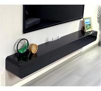 Meuble TV suspendu avec tiroirs et portes, meuble TV mural en bois massif, console multimédia avec trous de routeur et panneau arrière creux, étagère de rangement TV de salon OF(dimensions : 120 x 24