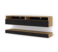 Meuble TV Suspendu, Banc TV Mural, Rangement Design Épuré pour Salon Séjour, Chêne Artisan/Noir Mat L 160 X P 34 X H 30 cm