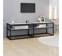 Meuble TV suspendu - Blanc - Aspect marbre - 140 x 40 x 40,5 cm - Verre trempé