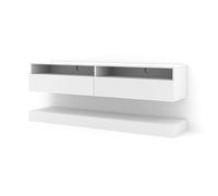 Meuble TV suspendu blanc mat - Duo 160 cm - Armoire avec étagères ouvertes