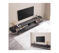 Meuble TV Suspendu Bois Massif Noir, Meuble TV Murale 180 cm, Console TV Flottante, Moderne Console Multimédia de Divertissement Murale, Grand Banc de Rangement pour TV pour Salon (Noir, 140cm)