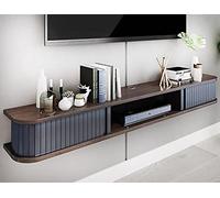 Meuble TV Suspendu, Centre multimédia Mural en Bois Massif, unité de Divertissement Flottante Support de boîtier décodeur Support de routeur WiFi pour Salon Chambre/D / 120cm