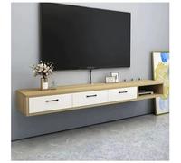 Meuble TV Suspendu, Console Multimédia Moderne avec Porte Abattante, Meuble De Rangement pour Jeux Vidéo Et Divertissement, Étagère TV, pour Chambre, Salon Ou Bureau(Brun,160x23x20 cm)