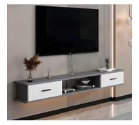 Meuble TV Suspendu, Console Multimédia Murale, Meuble TV Suspendu Moderne avec 2 Tiroirs De Rangement Et Un Espace De Rangement Ouvert, pour Chambre Et Salon(White-B,160x22x20cm)