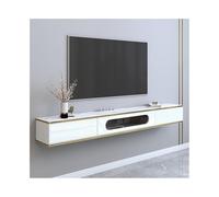 Meuble TV Suspendu Console TV flottante de luxe moderne avec bureau imitation roche, armoire de rangement flottante murale de 70,8/78,7" for sous les téléviseurs Meuble TV Flottant Mural(Blanc,200x24x