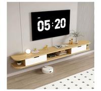 Meuble TV Suspendu en Bois, Meuble TV Mural, Meuble De Rangement avec Étagères Suspendues, Console Multimédia/Support TV Moderne pour Salon, Chambre Ou Bureau(Natural,200x22x18cm/79x9x7in)