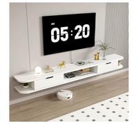 Meuble TV Suspendu en Bois, Meuble TV Mural, Meuble De Rangement avec Étagères Suspendues, Console Multimédia/Support TV Moderne pour Salon, Chambre Ou Bureau(Blanc,240x22x18cm/94x9x7in)