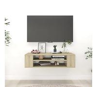 Meuble TV suspendu en matériau dérivé du bois - Chêne Sonoma - 100 x 30 x 26,5 cm