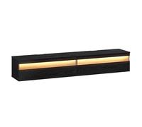 Meuble Tv Suspendu, Étagère Murale Pour Salon, Adapté À Divers Téléviseurs, Table Tv, Pour Salon, Style Moderne, 178 X 35 X 30 Cm, Noir Boisé