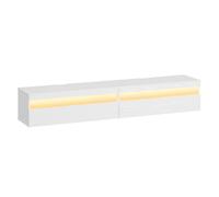 Meuble Tv Suspendu, Étagère Murale Pour Salon, Adapté À Divers Téléviseurs, Table Tv, Pour Salon, Style Moderne, 178 X 35 X 30 Cm, Blanc Neige