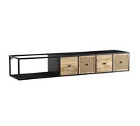 Meuble TV suspendu FineBuy - Bois massif et métal - 150x25x35 cm - Noir