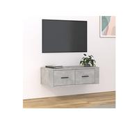 Meuble TV suspendu Gris béton 80x36x25 cm Bois d'ingénierie816836