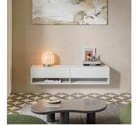 Meuble TV Halmstad à 2 Portes Panneau de Particules 140 x 31 x 30 cm Blanc [en.casa]