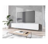 Meuble TV suspendu Lowboard D 180 cm - Blanc - Design minimaliste sans LED - S'adapte à tout style de salon, Table tv, Banc TV