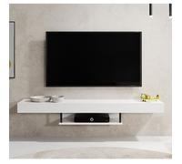 Meuble TV Suspendu | Meuble TV de salon | Support pour Téléviseur | L 150 x P 29,6 x H 22 cm | Couleur Blanc Mat | Modèle Aydin