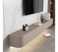 Meuble TV Suspendu, Meuble TV Flottant, Noir Meuble Télévision Mural en Bois Massif avec 2 Tiroirs, Design Élégant et Suspendu, Étagère de Rangement pour Salon ou Chambre (Kaki, 200cm)