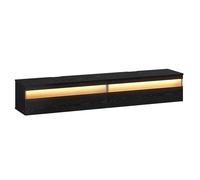 Meuble Tv Suspendu, Étagère Murale Pour Salon, Adapté À Divers Téléviseurs, Table Tv, Pour Salon, Style Moderne, 178 X 35 X 30 Cm, Noir Boisé