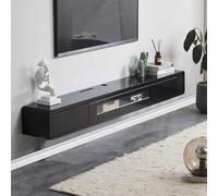 Meuble TV Suspendu Moderne Bois Massif 120-200cm Flottan Console multimédia de Divertissement Murale Étagères TV Murales 2 tiroirs pour Salon et Bureau (D, 120CM)