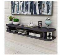 Meuble TV Suspendu Moderne, Console Multimédia Murale, Étagère Murale De Rangement avec Étagère Ouverte, Support De Rangement pour Décodeur/routeur(Zwart,80x22x15 cm)