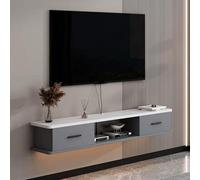 Meuble TV Suspendu Moderne du Milieu du SièCle, Meuble TV Flottant avec Rangement Ouvert, Console Multimédia Murale for Chambre et Salon