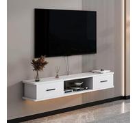 Meuble TV Suspendu Moderne du Milieu du SièCle, Meuble TV Flottant avec Rangement Ouvert, Console Multimédia Murale for Chambre et Salon