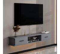 Meuble TV Suspendu Moderne du Milieu du SièCle, Meuble TV Flottant avec Rangement Ouvert, Console Multimédia Murale for Chambre et Salon