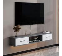 Meuble TV Suspendu Moderne du Milieu du SièCle, Meuble TV Flottant avec Rangement Ouvert, Console Multimédia Murale for Chambre et Salon