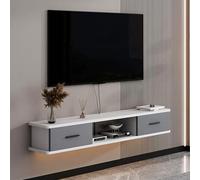 Meuble TV Suspendu Moderne du Milieu du SièCle, Meuble TV Flottant avec Rangement Ouvert, Console Multimédia Murale for Chambre et Salon