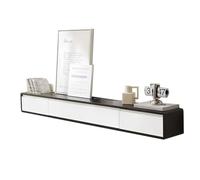 Meuble TV Suspendu Mural, Étagères TV Flottantes en Bois Massif avec Porte Et Tiroirs, Console Multimédia Moderne, Idéal pour Salon, Chambre Ou Salle De Cinéma(White-A,200x24x20cm)