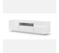 Meuble TV suspendu ou au sol 150x42/36x37 Cm STAND AURA Blanc brillant