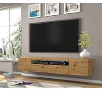Meuble TV suspendu ou au sol Led inclus 200x42/36x37 Cm STAND AURA Chêne