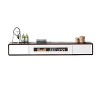 Meuble TV Suspendu Salon Moderne Bois Massif Support Télé avec Porte Vitrée Semi-Ouverte Grand Espace de Rangement Meuble Tele Forte Capacité de Charge pour Salon, Chambre(Red)