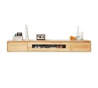 Meuble TV Suspendu Salon Moderne Bois Massif Support Télé avec Porte Vitrée Semi-Ouverte Grand Espace de Rangement Meuble Tele Forte Capacité de Charge pour Salon, Chambre(Metallic)