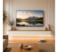 Meuble TV Suspendu, Table for TV Moderne Meuble Télévision Mural | Avec Tiroirs Portes Rabattables, Console Multimédia Grand Rangement For Salon, Chambre Bureau(White Wood,140cm/55.1IN)