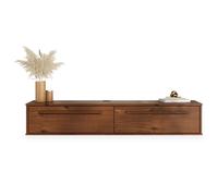 IDIMEX Meuble TV Suspendu TECCA L 145 cm en Bois Massif Coloris Châtaignier avec 2 Portes, Meuble Télé Mural Design Moderne à Accrocher au Mur