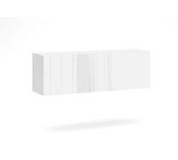 Meuble tv suspendu Vivo - 140 cm - blanc/blanc brillant - avec led - style moderne