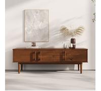 Meuble TV TECCA L 145 cm en Bois Massif Coloris Châtaignier avec 3 Portes, Pour Téléviseur jusqu'à 65"", Meuble Télé Salon