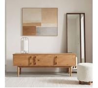 IDIMEX Meuble TV TECCA L 145 cm en Bois Massif Coloris Chêne avec 3 Portes, pour Téléviseur jusqu'à 65", Meuble Télé Salon Design Moderne