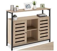 MEUBLE TV - TECTAKE - Buffet WARRINGTON 2 portes magnétiques et 3 étagères réglables en Bois et Acier Bois Clair