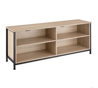 MEUBLE TV - TECTAKE - Étagère pour téléviseur NAVAN avec 2 Etagères réglables en Bois et Acier 147 x 41 x 605 cm - Bois Clair