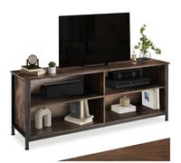 MEUBLE TV - TECTAKE - Étagère pour téléviseur NAVAN avec 2 Etagères réglables en Bois et Acier 147 x 41 x 605 cm - Bois Foncé