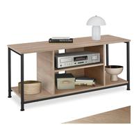Meuble TV - TECTAKE - Meuble de salon AUSTIN en bois et acier 4 compartiments et étagère réglable 110 x 40 x 50 5 cm - Bois clair
