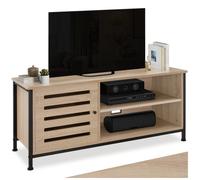 MEUBLE TV - TECTAKE - Meuble pour téléviseur TV GALWAY en Bois et Acier - Bois Clair