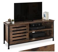 MEUBLE TV - TECTAKE - Meuble pour téléviseur TV GALWAY en Bois et Acier - Bois Foncé