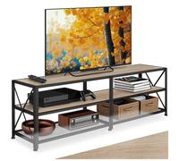 MEUBLE TV - TECTAKE - Meuble TV INDIANAPOLIS en Bois et Acier Style industriel Bois Clair