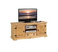 IDIMEX Meuble TV Tequila Banc télé de 140 cm en Bois Style Mexicain avec 1 tiroir 2 niches et 2 Portes, en pin Massif Finition teintée/cirée