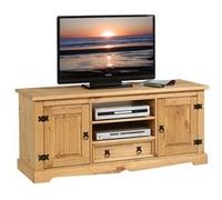 IDIMEX Meuble TV Tequila Banc télé de 140 cm en Bois Style Mexicain avec 1 tiroir 2 niches et 2 Portes, en pin Massif Finition teintée/cirée