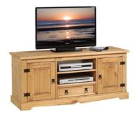 IDIMEX Meuble TV Tequila Banc télé de 140 cm en Bois Style Mexicain avec 1 tiroir 2 niches et 2 Portes, en pin Massif Finition teintée/cirée