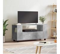 Meuble TV - The Living Store - Gris béton - Bois d'ingénierie - Rangement pratique
